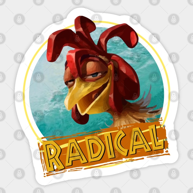 Surfing Chicken Joe - Radical quote Sticker by vlada123